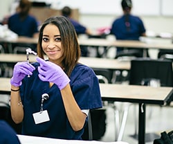 Medical Assistant school student practicing back office procedures
